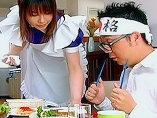 Asian teen babe Riko fucked in hot maid uniform