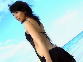 Seductive Atsumi Ishihara in a black laced dress