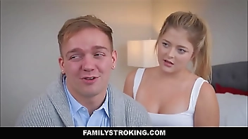 FamilyStroking - Blonde Stepmom Joins Stepsister And Stepbrother After Watching Them And Masturbating - Jill Taylor, Millie Morgan